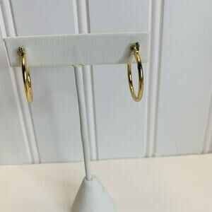 Gold Tone Hinged Hoops Earrings 1" Diameter